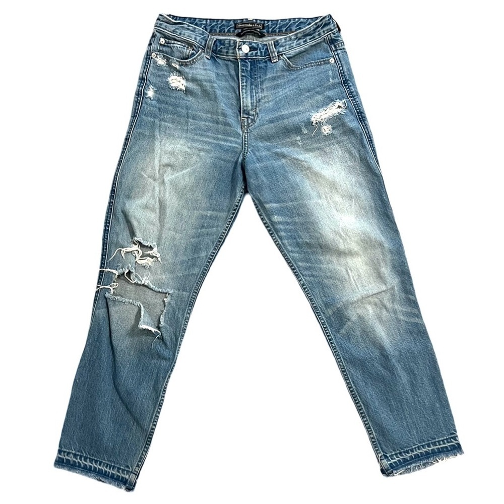 Abercrombie & Fitch Jeans Size 28 Distressed High Rise Ankle Mom Jean Straight